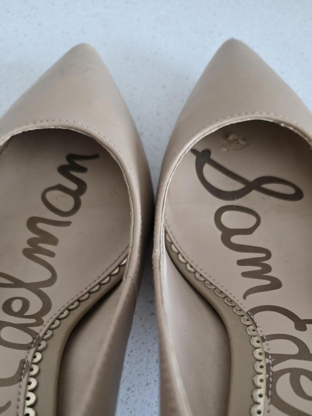 Sam Edelman Beige Pointed-Toe Leather Pumps - Picture 5 of 7